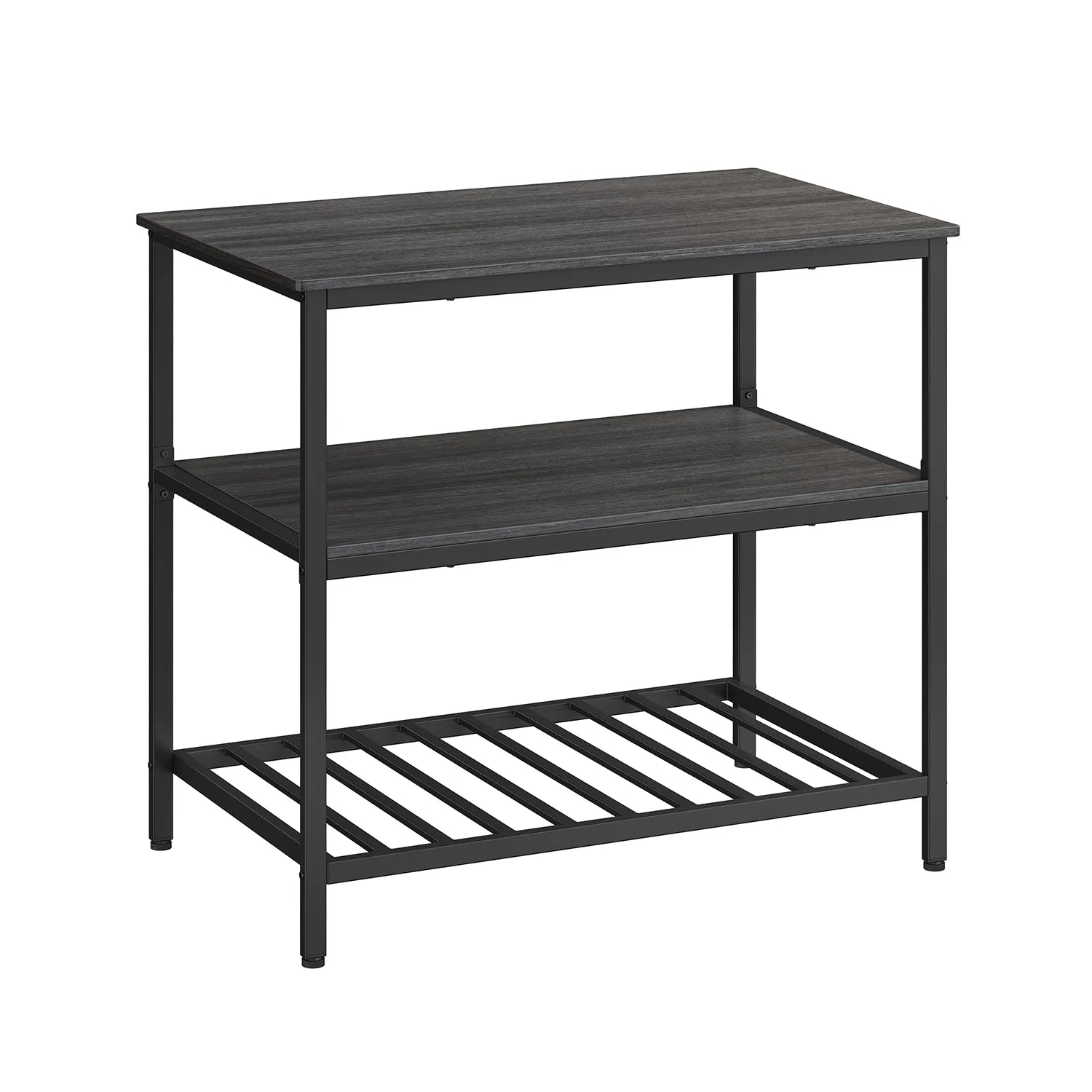 Industrial Kitchen Island with 3 Shelves