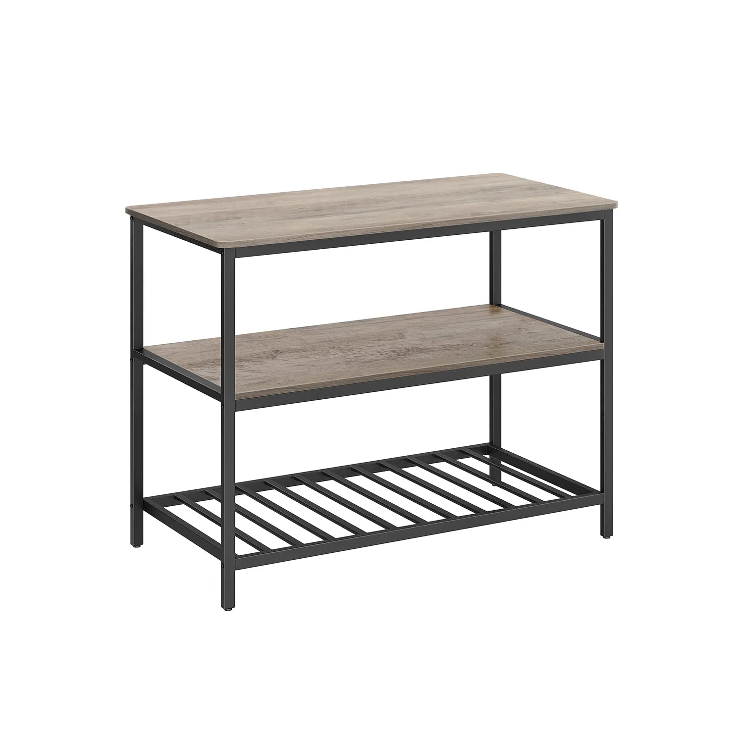 Industrial Kitchen Island with 3 Shelves