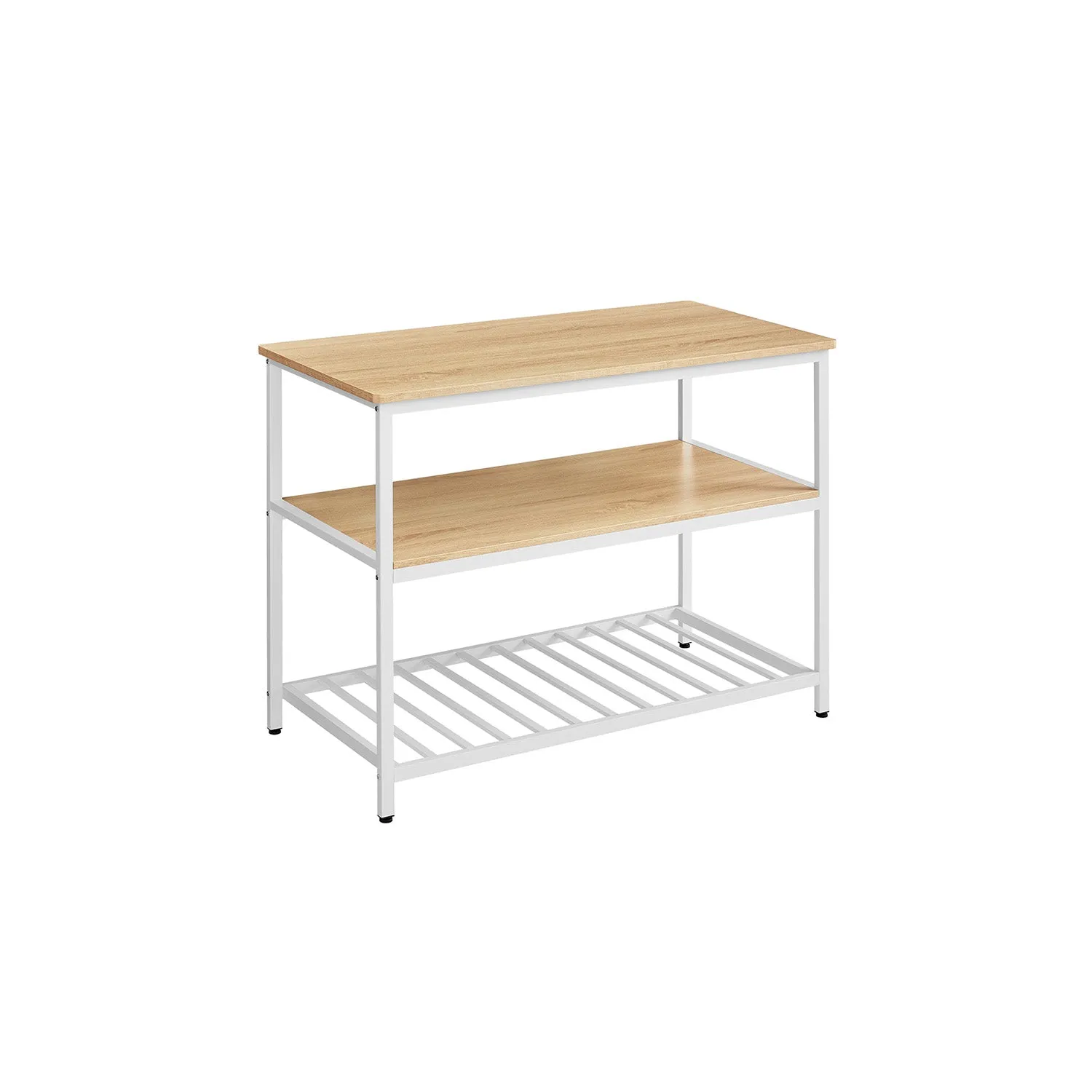 Industrial Kitchen Island with 3 Shelves