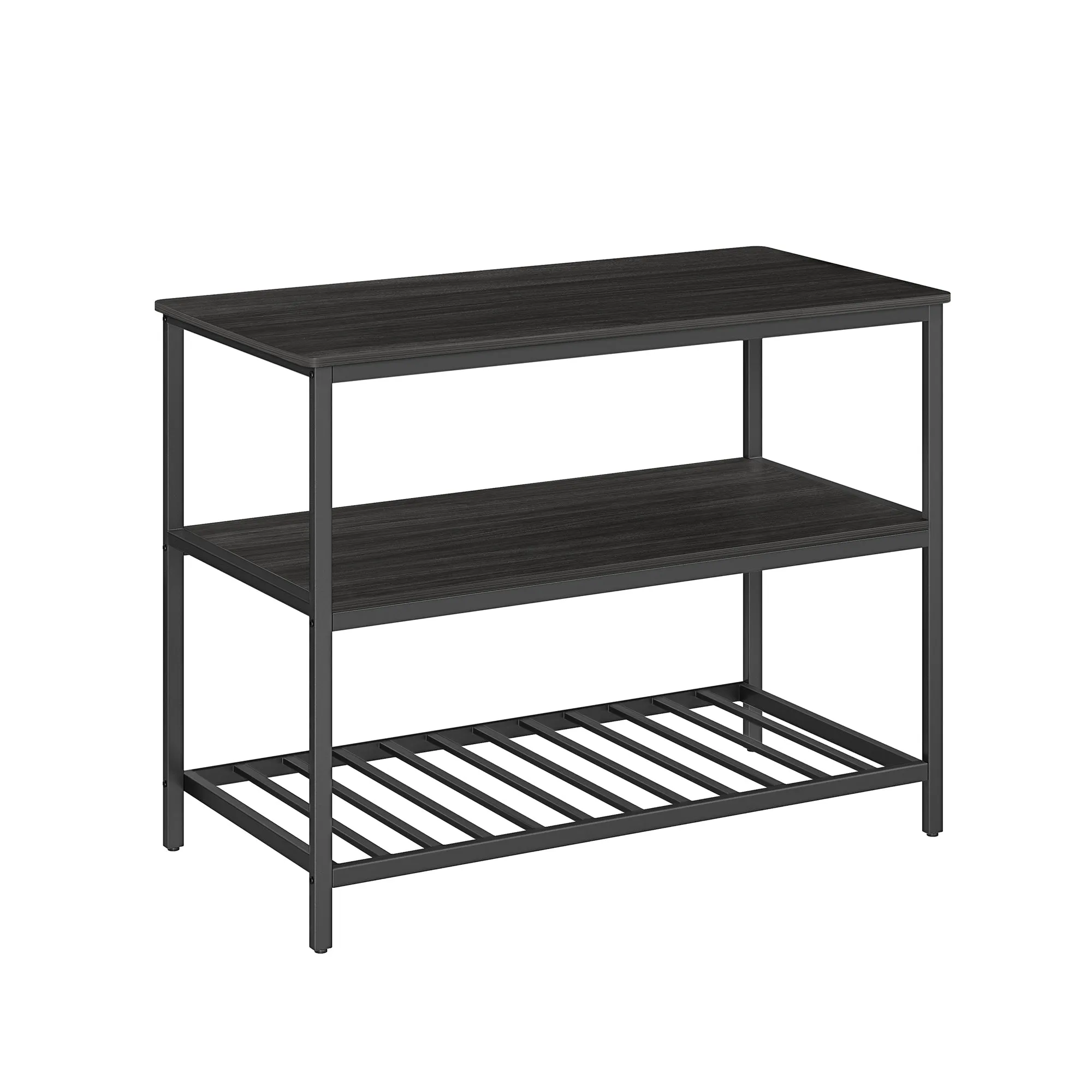 Industrial Kitchen Island with 3 Shelves