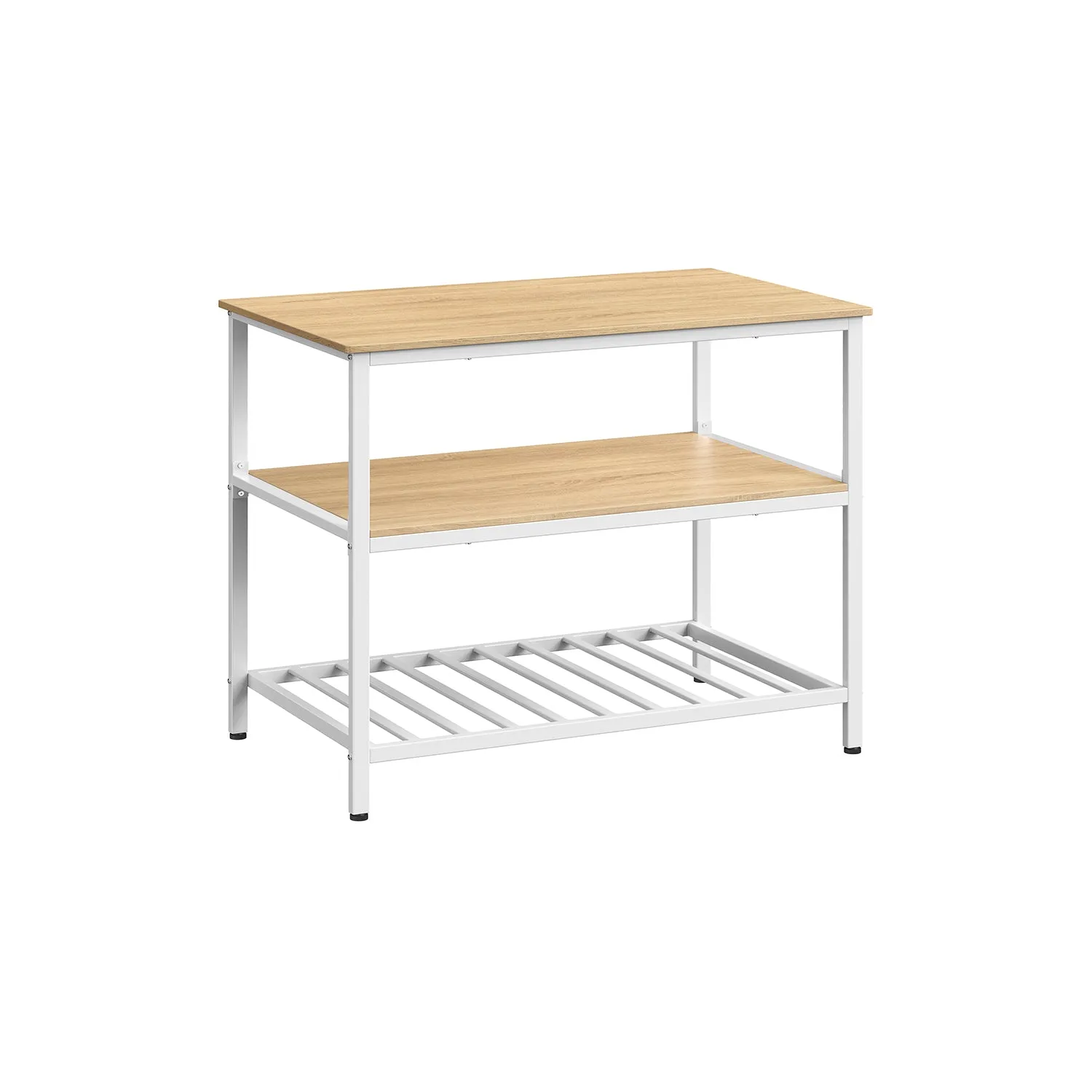 Industrial Kitchen Island with 3 Shelves