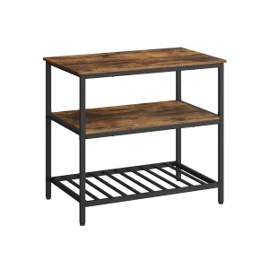 Industrial Kitchen Island with 3 Shelves