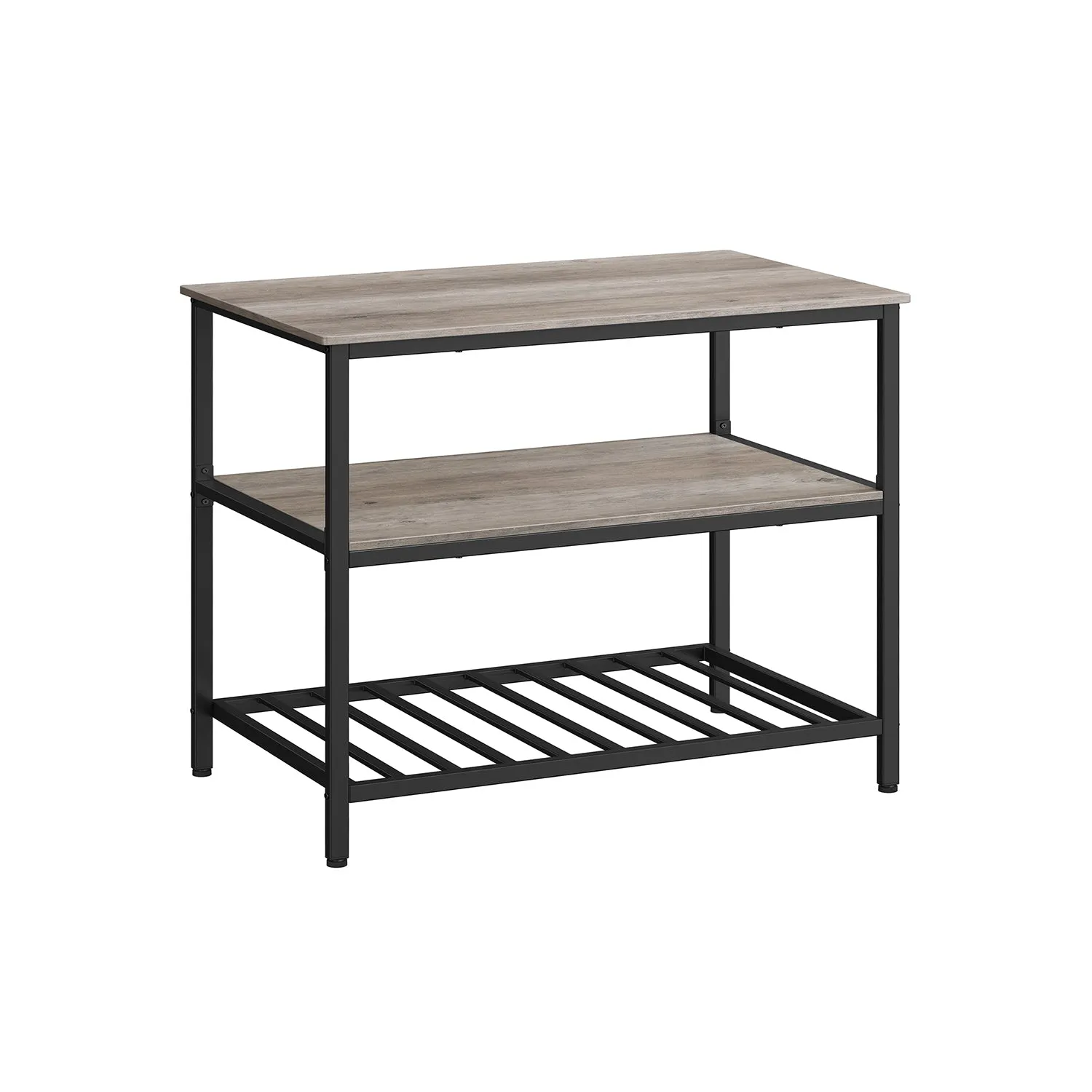 Industrial Kitchen Island with 3 Shelves