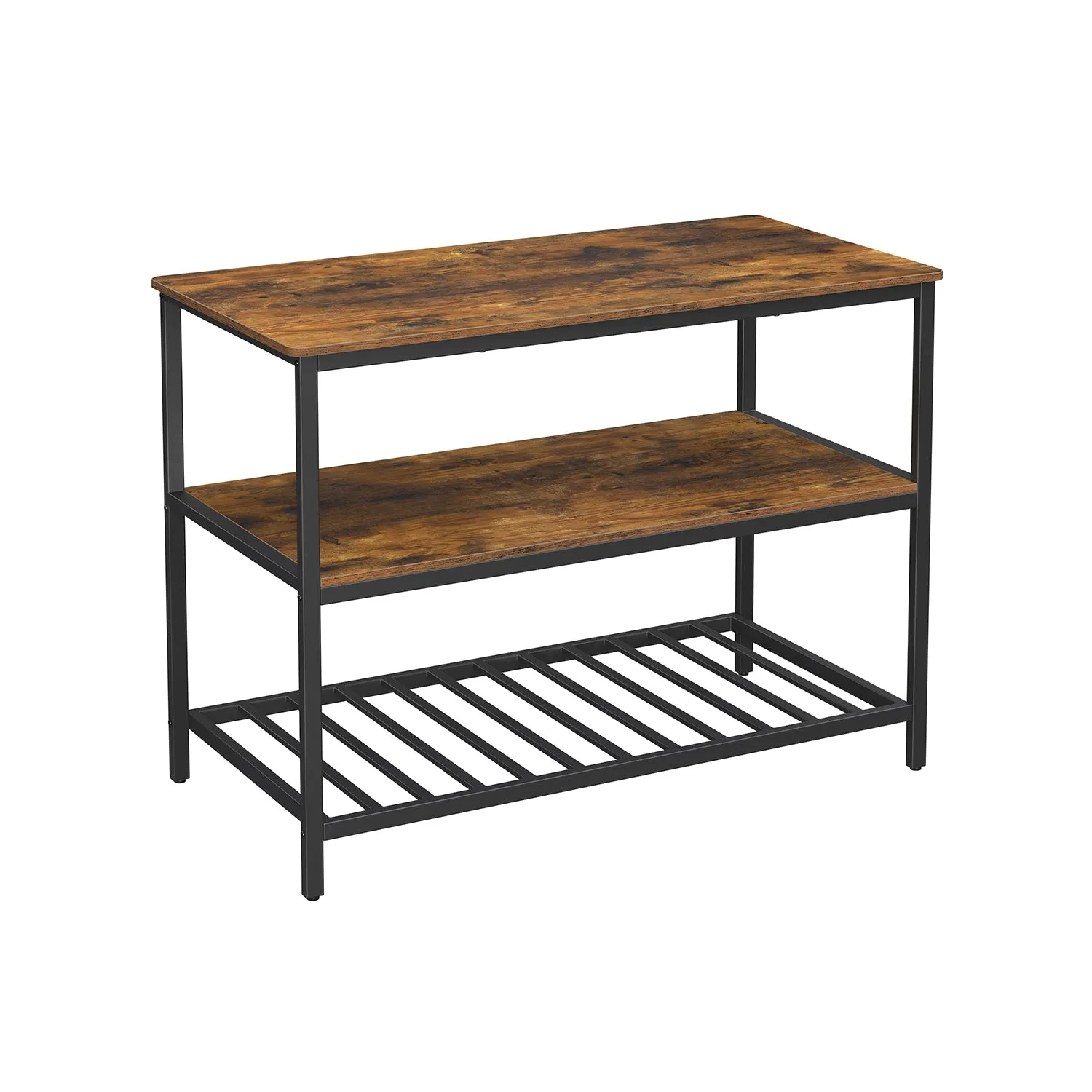 Industrial Kitchen Island with 3 Shelves