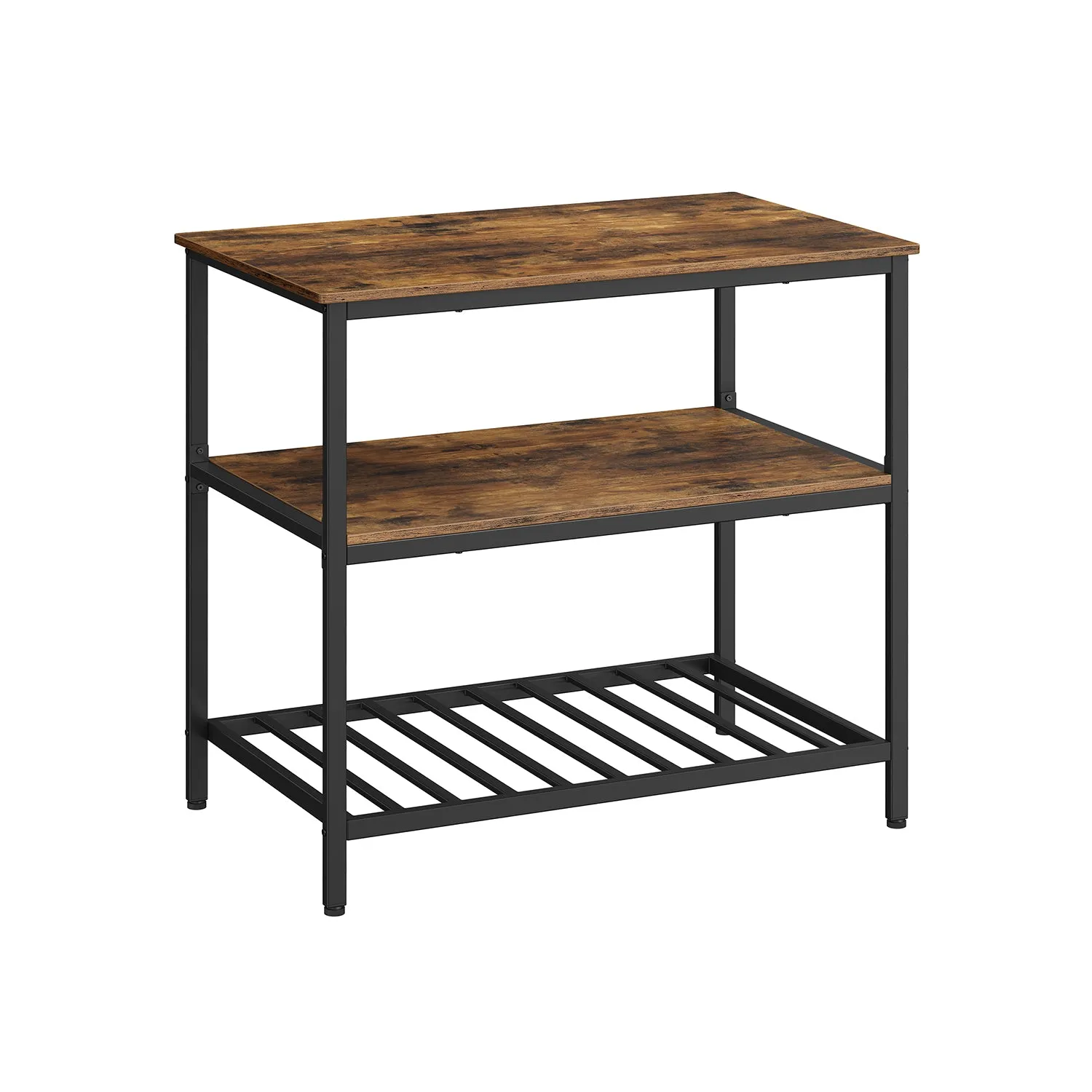 Industrial Kitchen Island with 3 Shelves