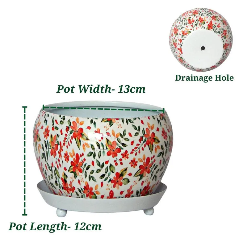 Julietta Peach Floral Planter With Plate
