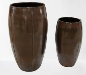 Large Green Glazed Ceramic Planter Set Of 2