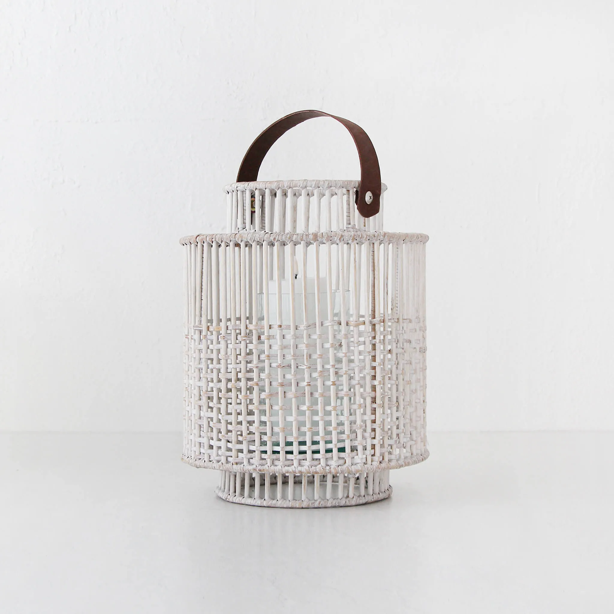 LE PORTIV RATTAN LANTERN  |  LARGE  |  WHITE WASH RATTAN