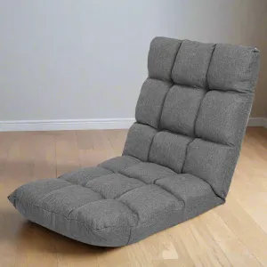Mallyn Adjustable Floor Faux Linen Floor Chair Sofa - Dark Grey
