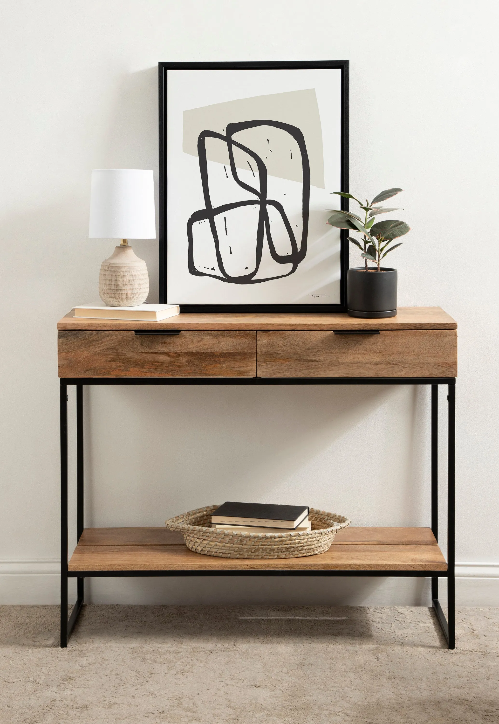 Malone Wood and Metal Console Table