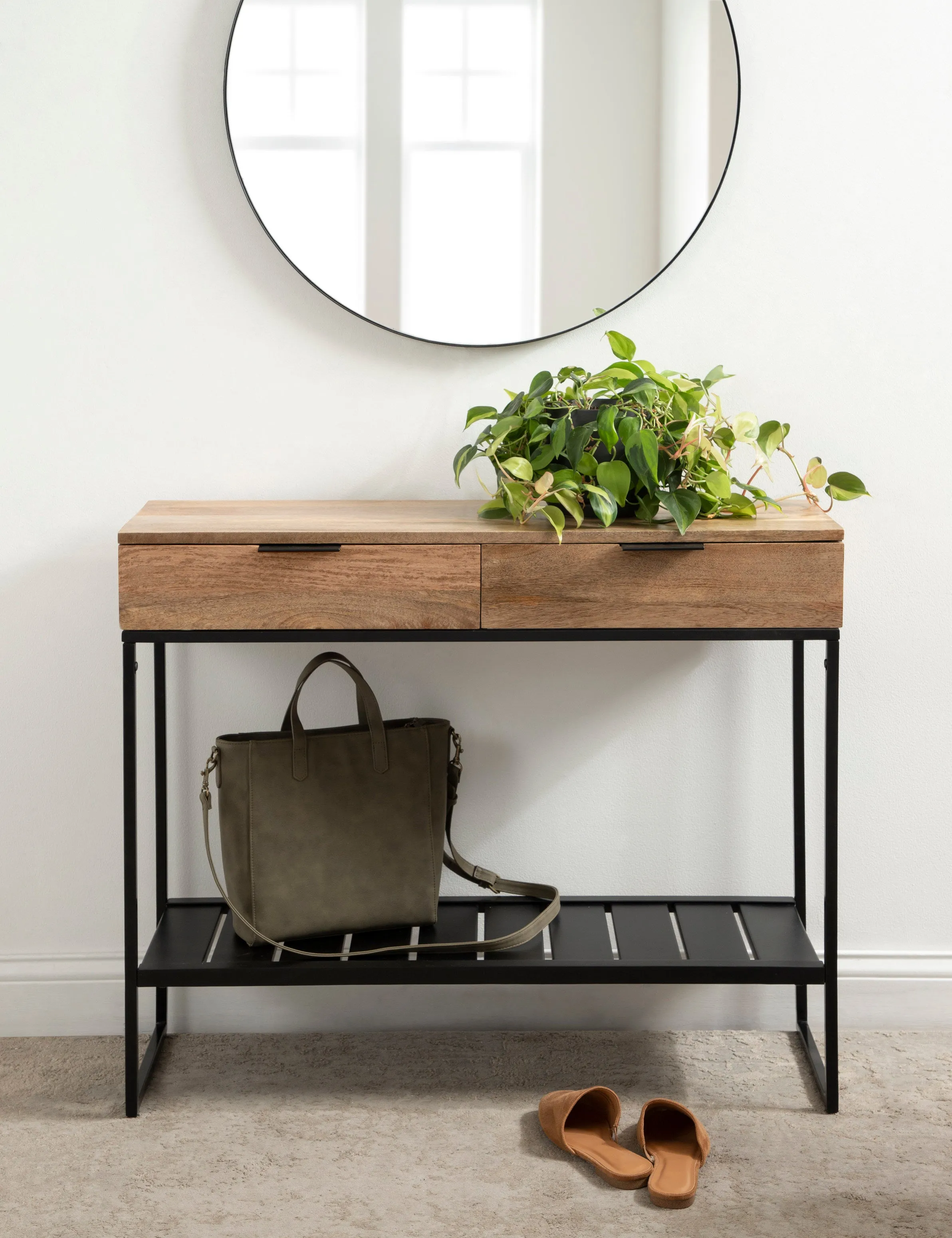 Malone Wood and Metal Console Table