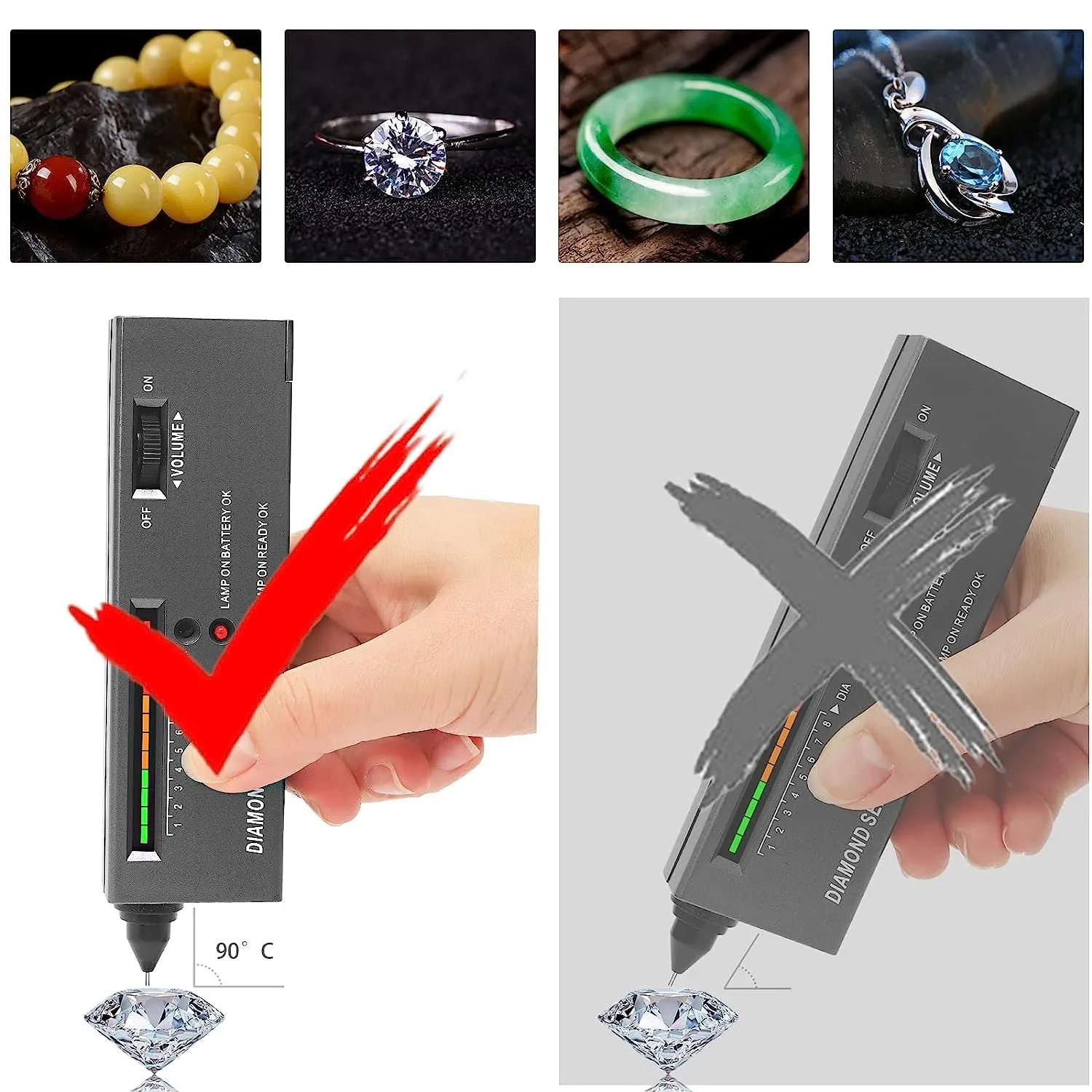 Manovruti Diamond Tester Professional Diamond Tester Pen Jeweler Tool for Novice and Expert - Diamond Selector II 9V Battery Included(Black,Diamond Testers)