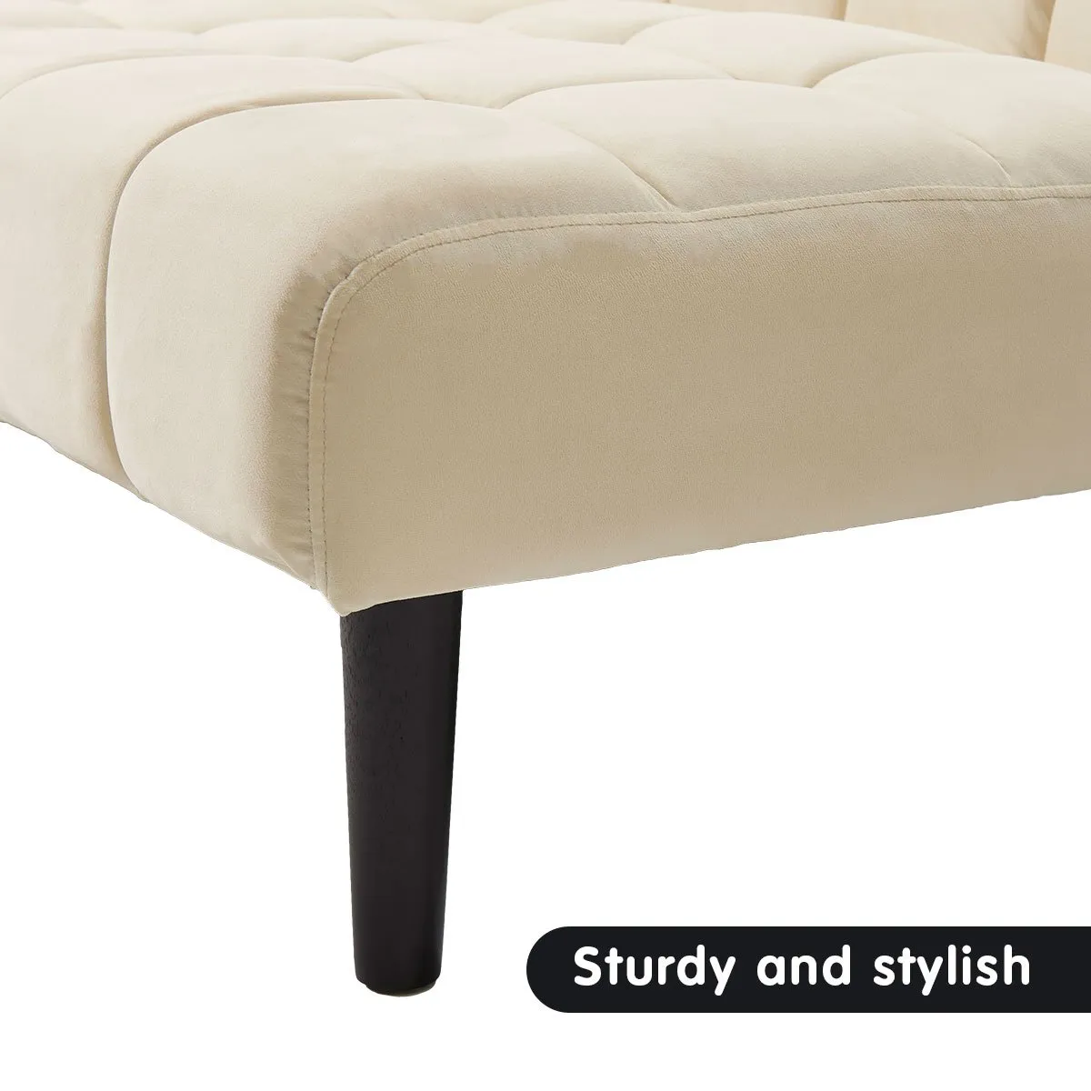 Marlena 3-Seater Faux Suede Fabric Sofa Bed Lounge - Beige