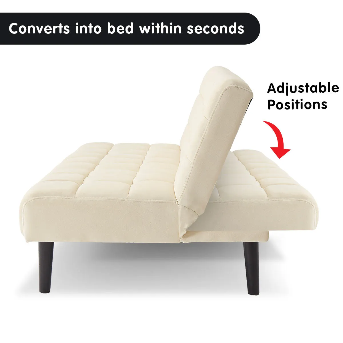 Marlena 3-Seater Faux Suede Fabric Sofa Bed Lounge - Beige