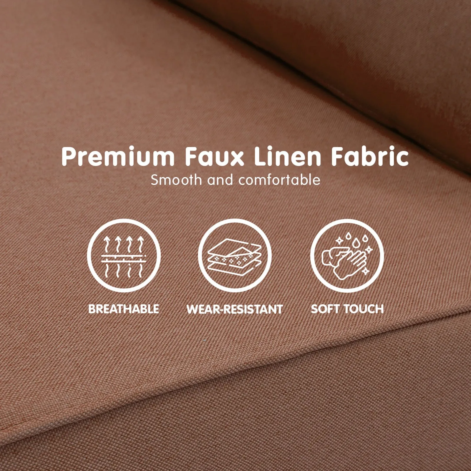 Maybelle Linen Adjustable Corner Sofa Lounge - Brown