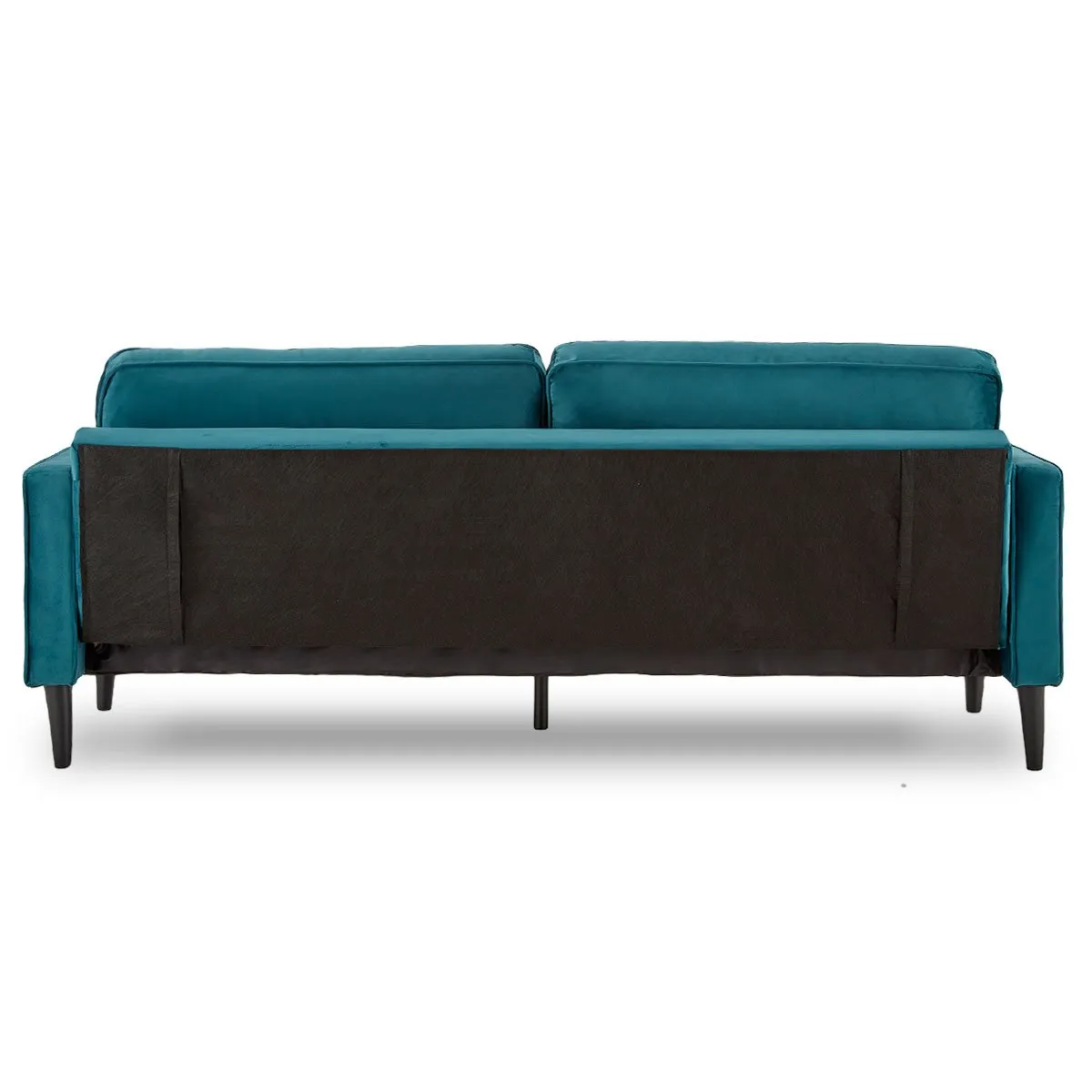Melody 2-Seater Faux Velvet Suite Sofa Bed Lounge - Blue
