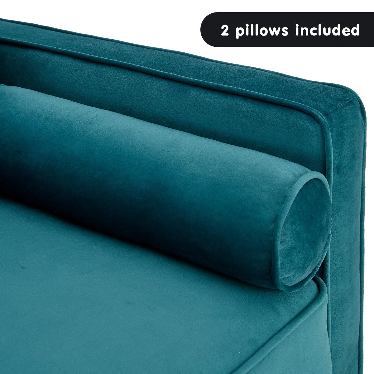 Melody 2-Seater Faux Velvet Suite Sofa Bed Lounge - Blue