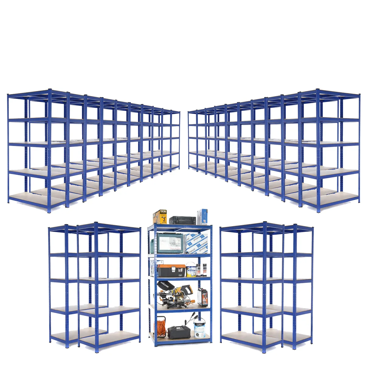 Multi Buy Deal 5 | 10 | 25 Available 1800mm H x 900mm W x 600mm D - Garage Shelving Unit - Racking 5 Levels