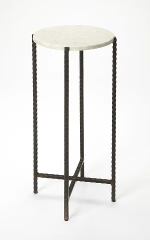 Nigella Marble and Cross Legs Side Table in Multi-Color  5245389