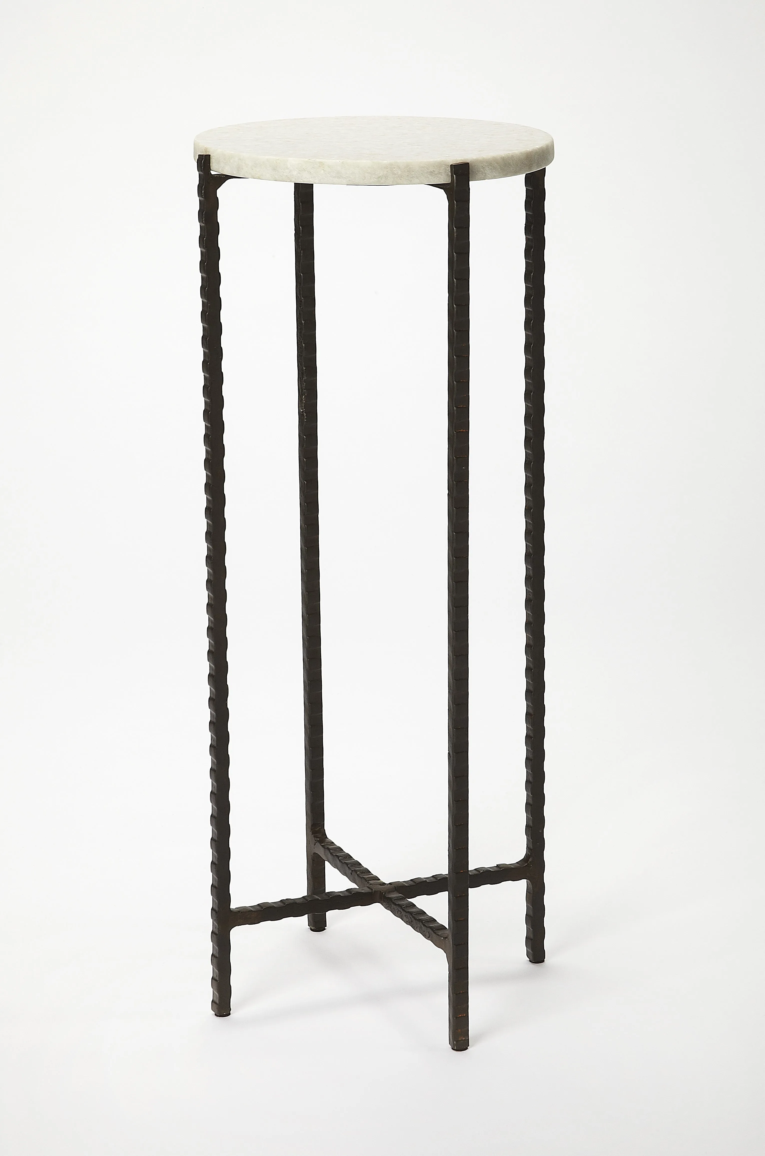 Nigella Marble and Cross Legs Side Table in Multi-Color  5245389