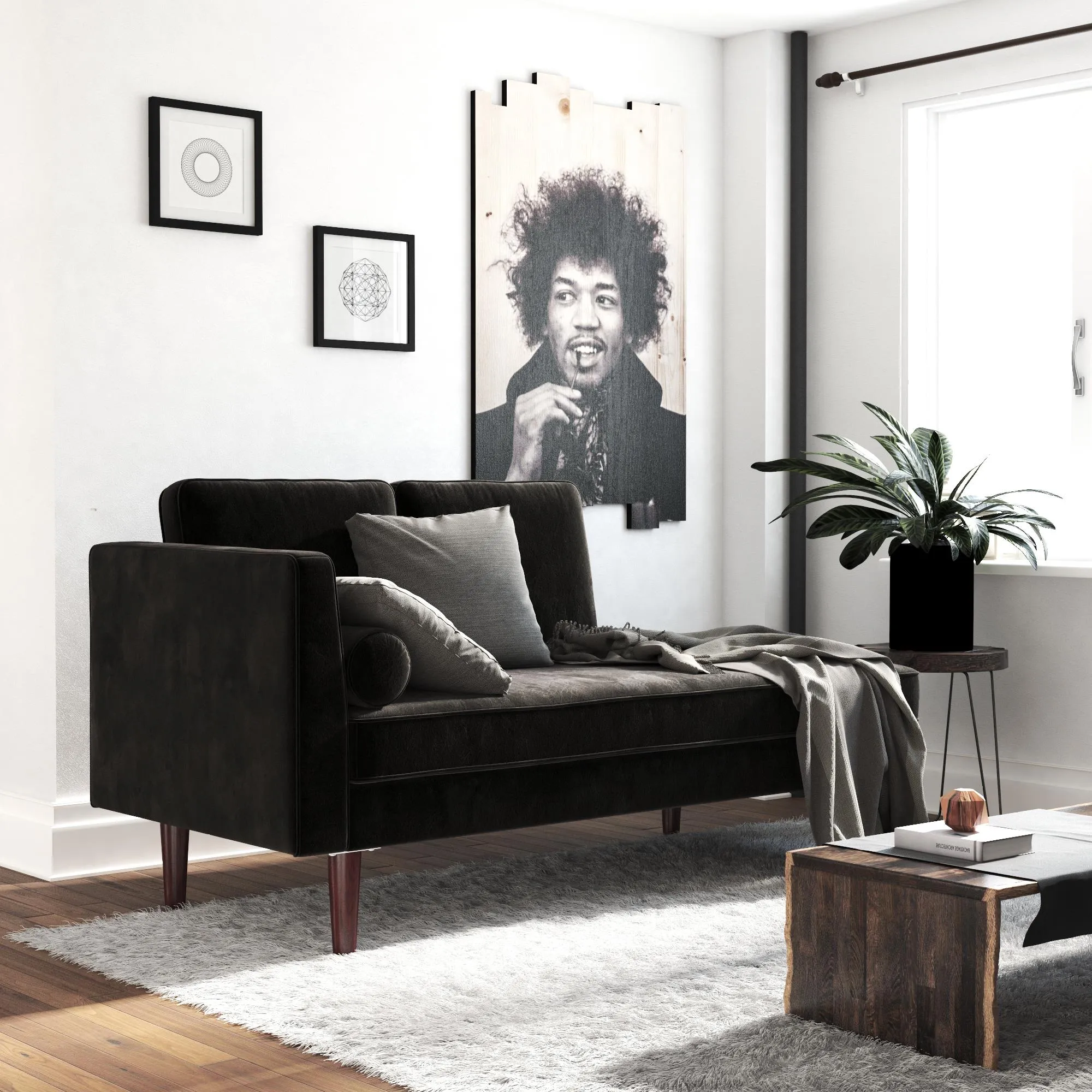 Nola Mid-Century  Modern Daybed with Chaise