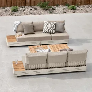 Panama 3 Seat Sofa with Sun Lounger Feature in Latte