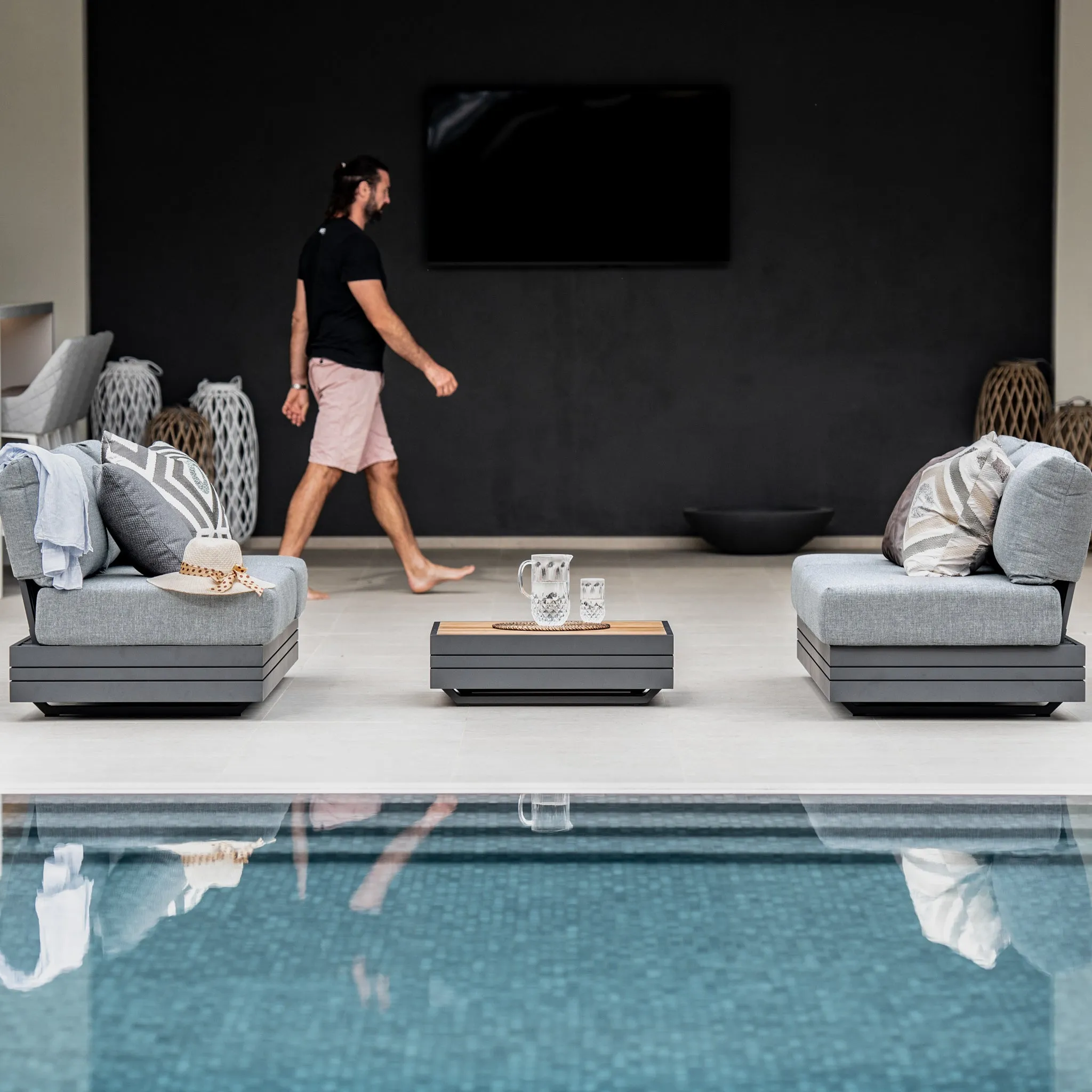 Panama 3 Seat Sofa with Sun Lounger Feature in Washed Grey