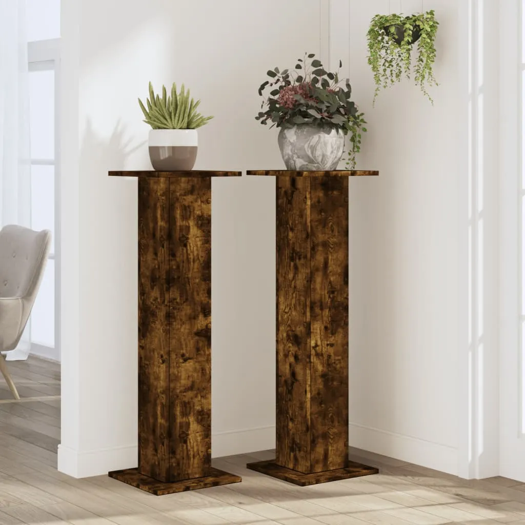 Plant Stands 2 pcs Smoked Oak 30x30x95 cm Engineered Wood