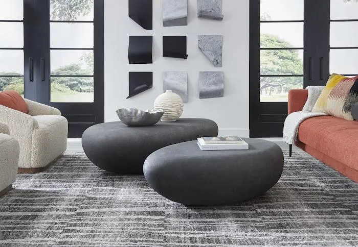 River Stone Coffee Table Large, Charcoal Stone