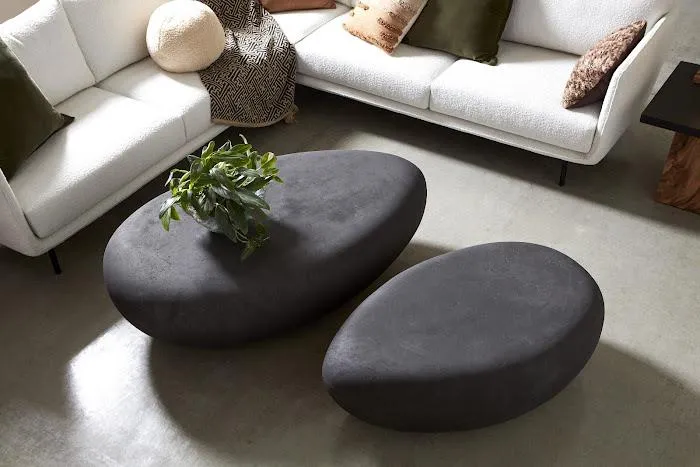 River Stone Coffee Table Large, Charcoal Stone