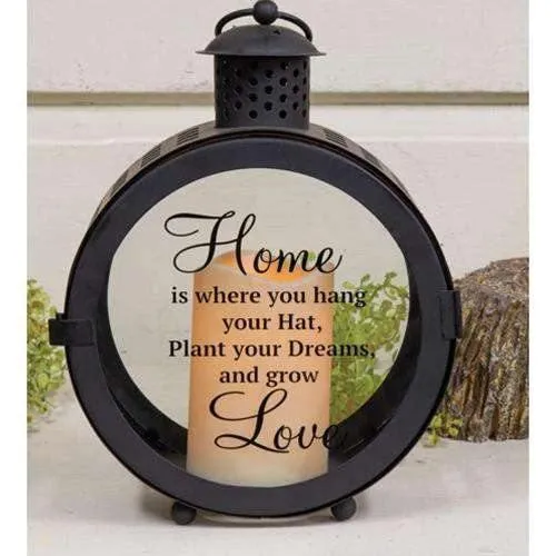 Round LED Sentiment Lantern, 3 Asstd. Designs Sold Individually