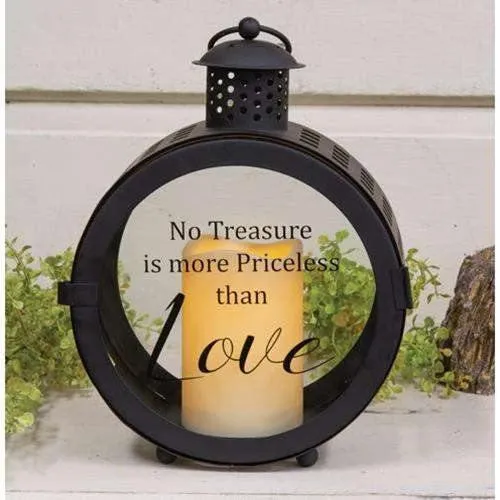 Round LED Sentiment Lantern, 3 Asstd. Designs Sold Individually