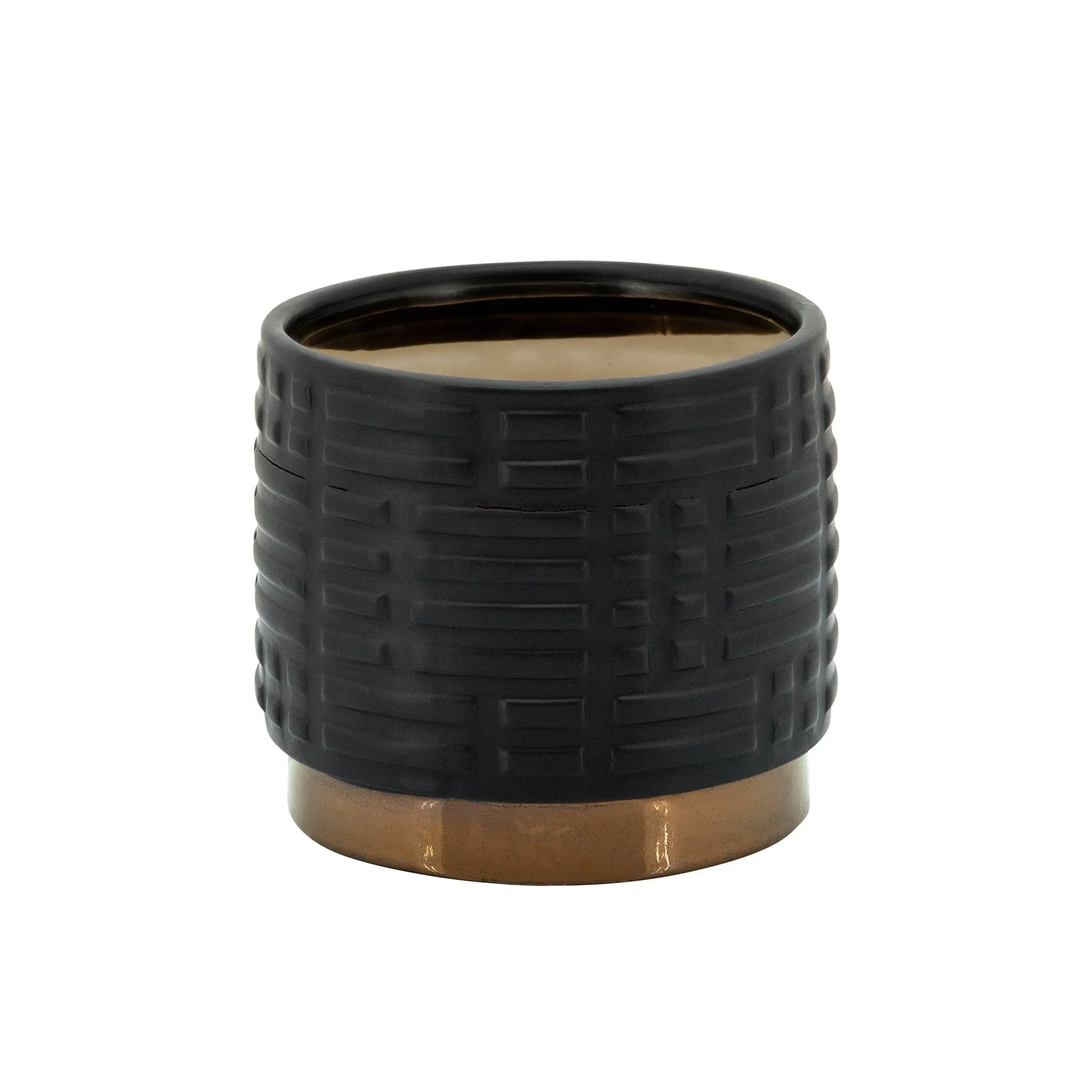 Set of 2 Maze Metallic Planters, Black