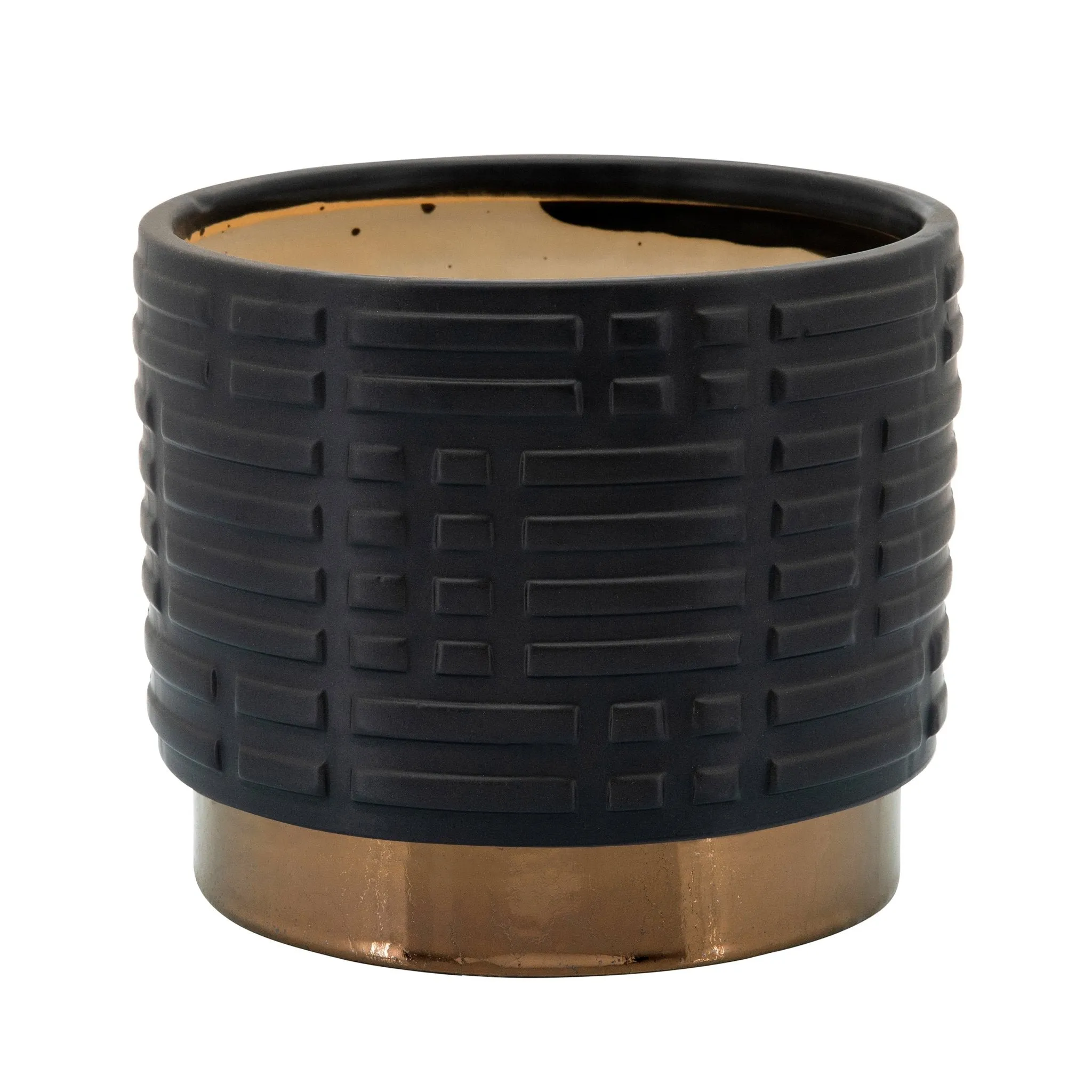 Set of 2 Maze Metallic Planters, Black