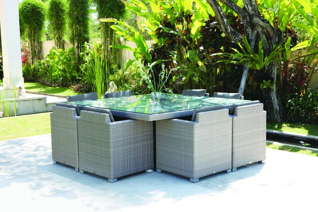Skyline Design Pacific Rattan Eight Seat Square Garden Dining Set