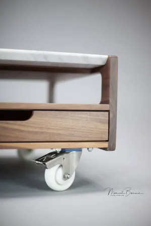 Solid timber center table with marble top