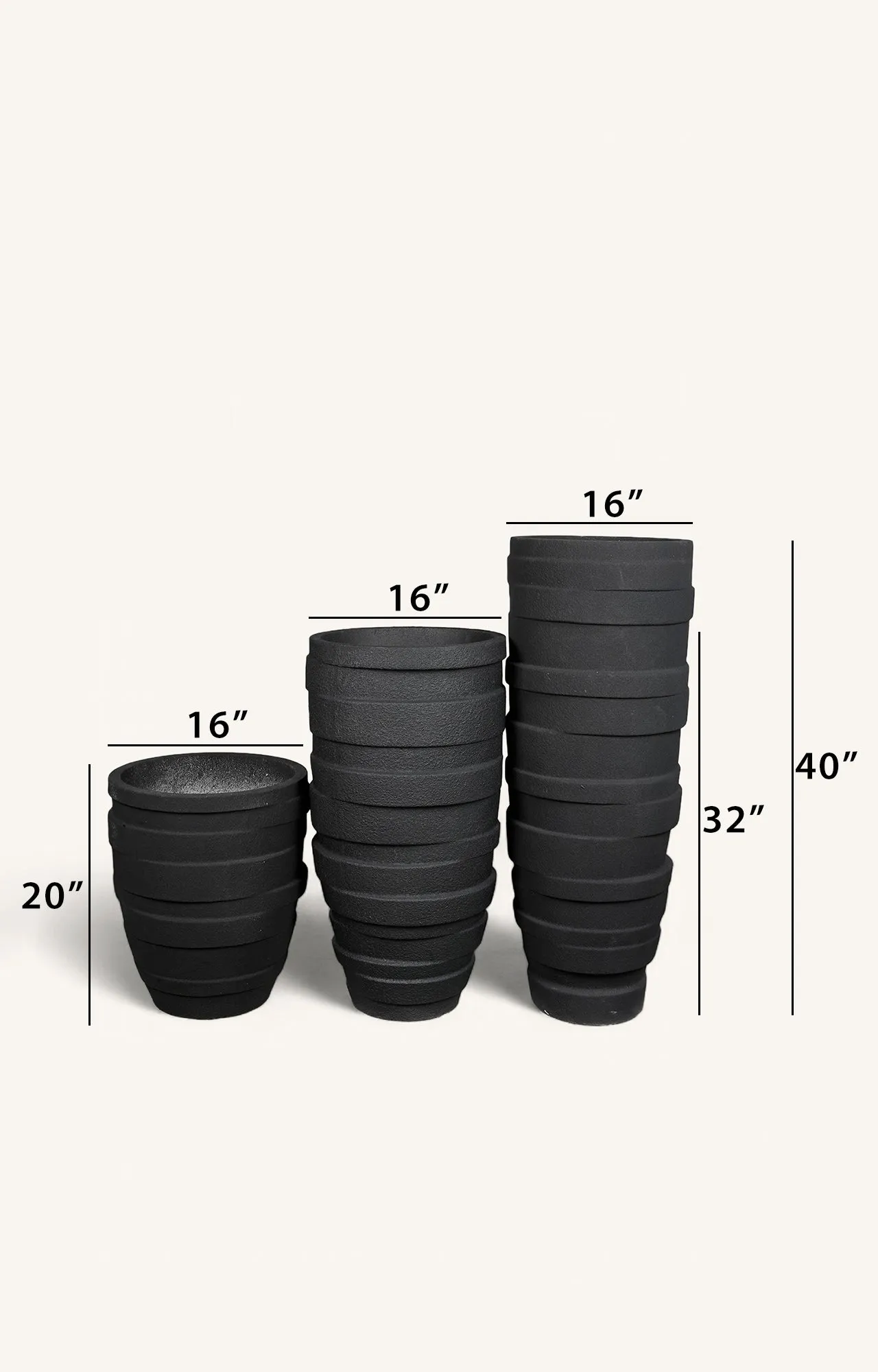 The Sleek Black Planter Set