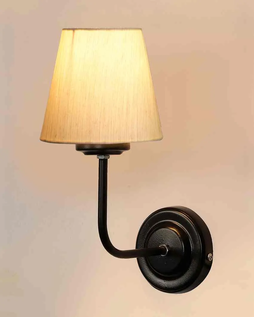 Timeless Classic Cotton Wall Mounted Lamp With Iron Base | 7 x 6 x 10 inches