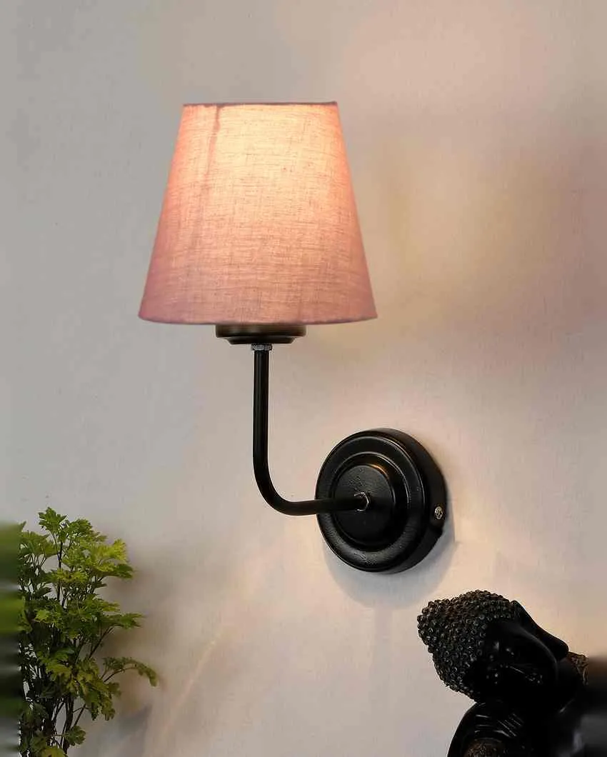 Timeless Classic Cotton Wall Mounted Lamp With Iron Base | 7 x 6 x 10 inches