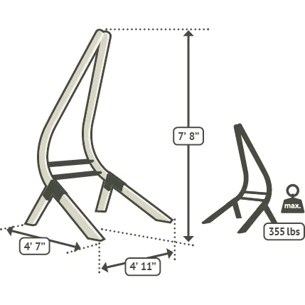 Vela Hammock Stand , Spruce Wood, for La Siesta Lounger Hammock Chairs - Caramel
