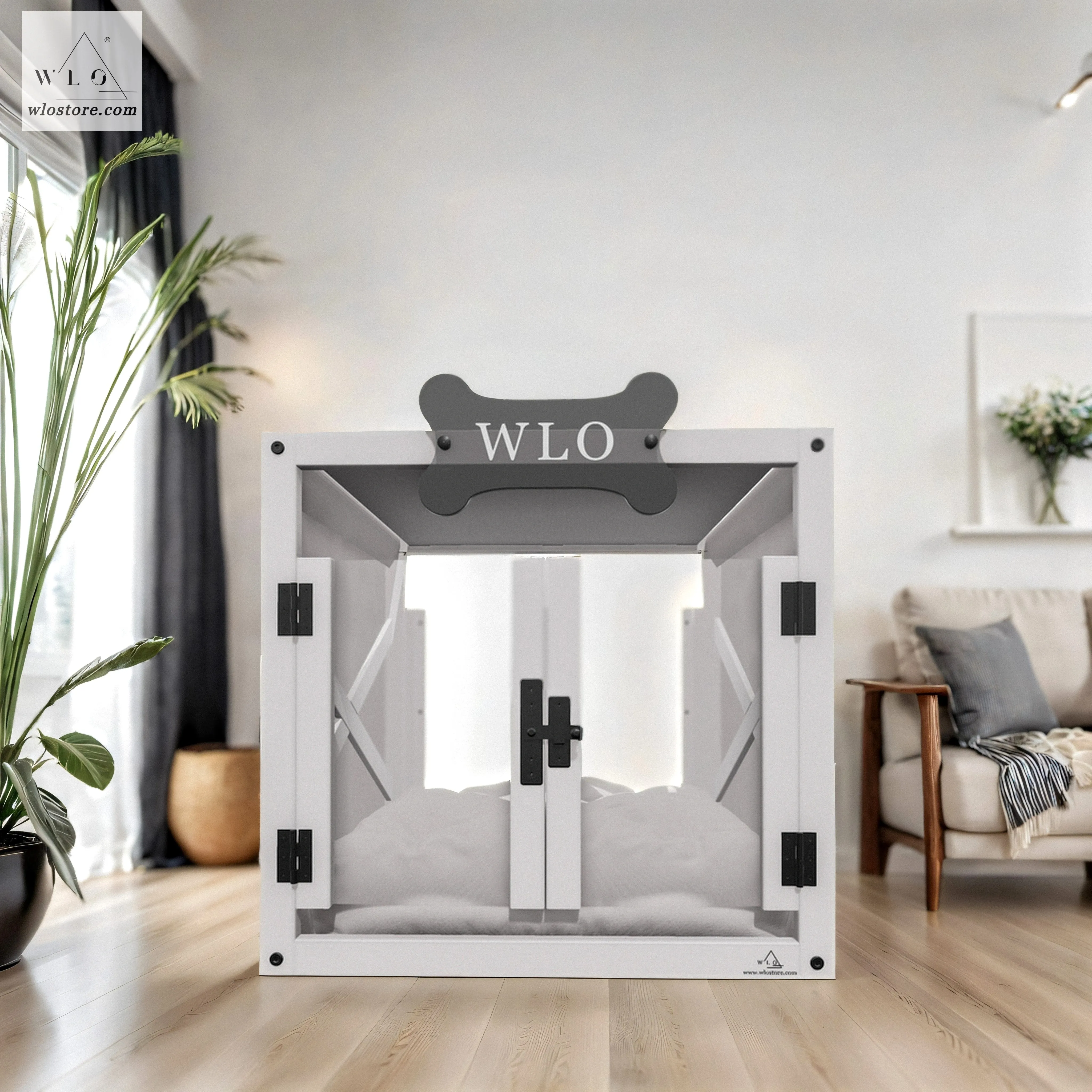 WLO® White Pueblo Modern Dog House