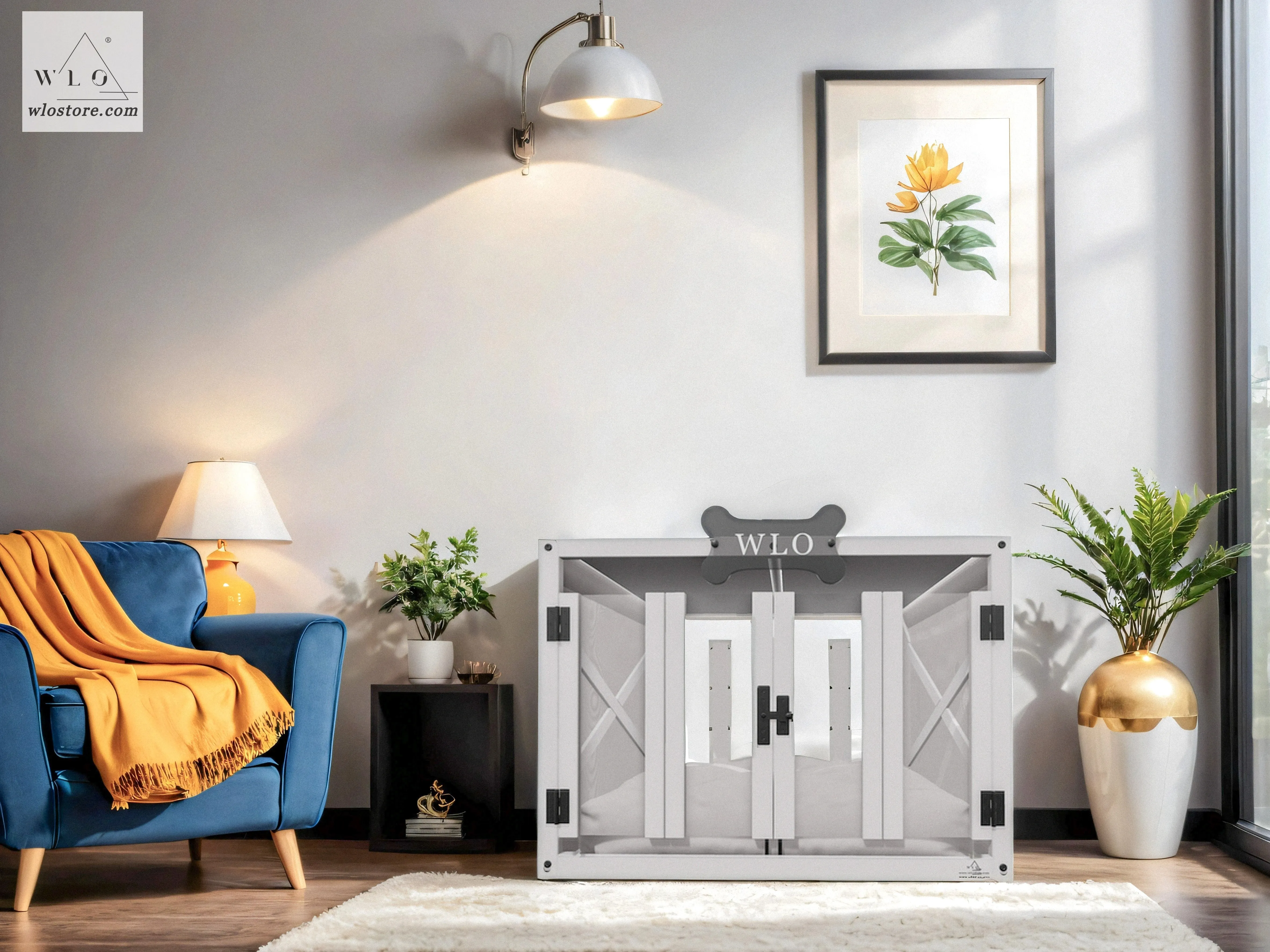 WLO® White Pueblo Modern Dog House