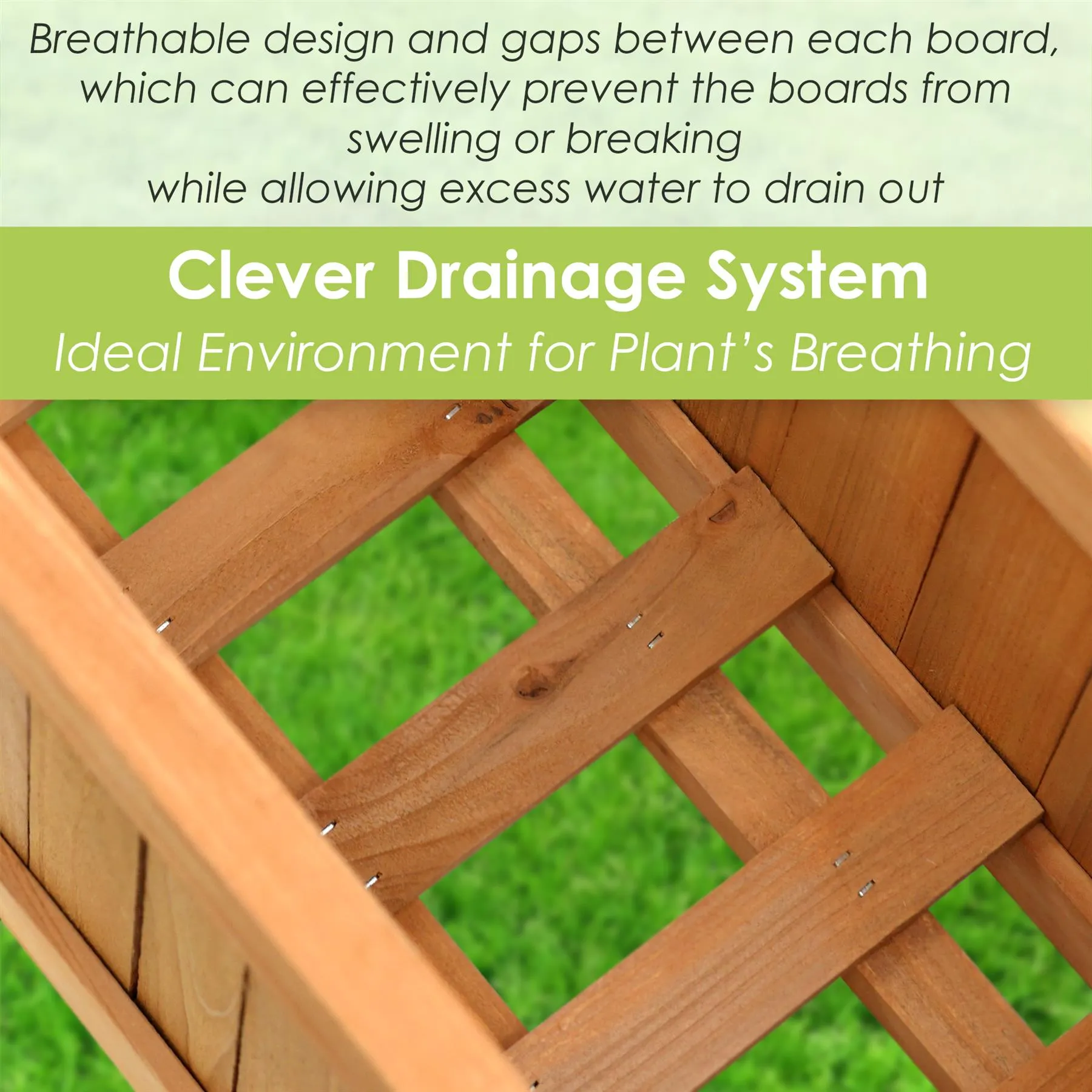 Wooden Large Rectangular Planters 2 Pack