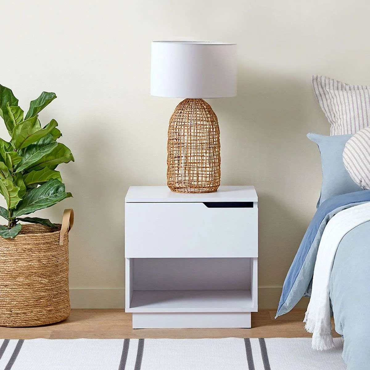 Zack Bedside Table - White Bundle